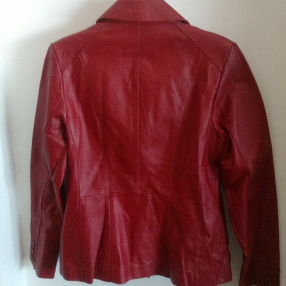 #10 Copy PRICE REDUCED V VINTAGE LEATHER Burgundy Princess Seamed Blazer Jacket - Picture 5 of 6